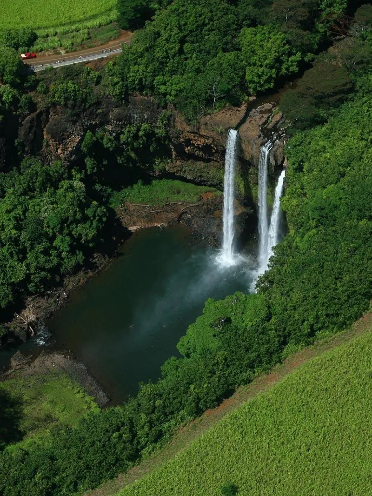 Private-Big-Island-Experience-image-4 a waterfall surrounded by green grass and trees